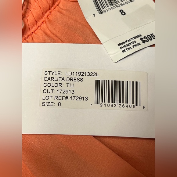 NWT Elizabeth and James Carlita Dress in Orange Sherbert Silk High Neck Size 8 - Picture 15 of 15